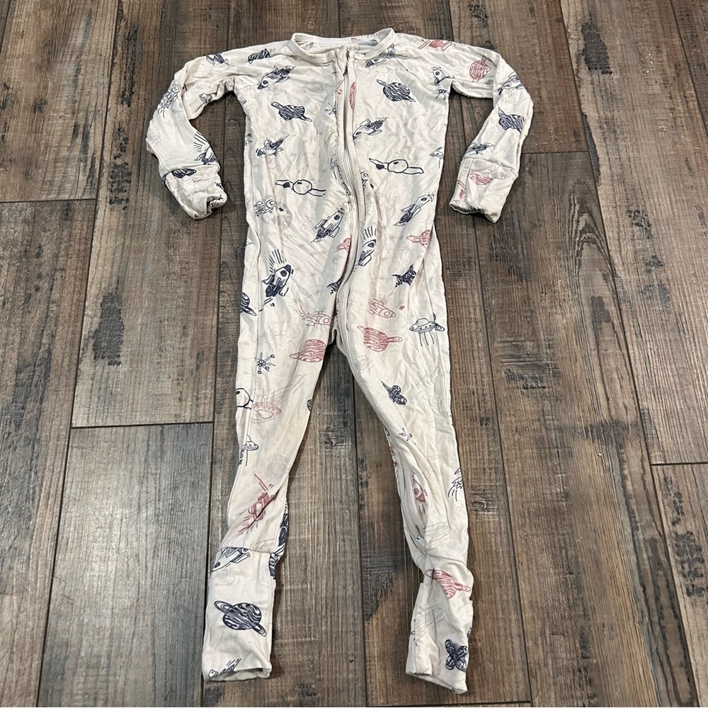 12-18 M | Bamboo Baby Pajamas One-Piece Zipper Sleep & Play | Space Rocket